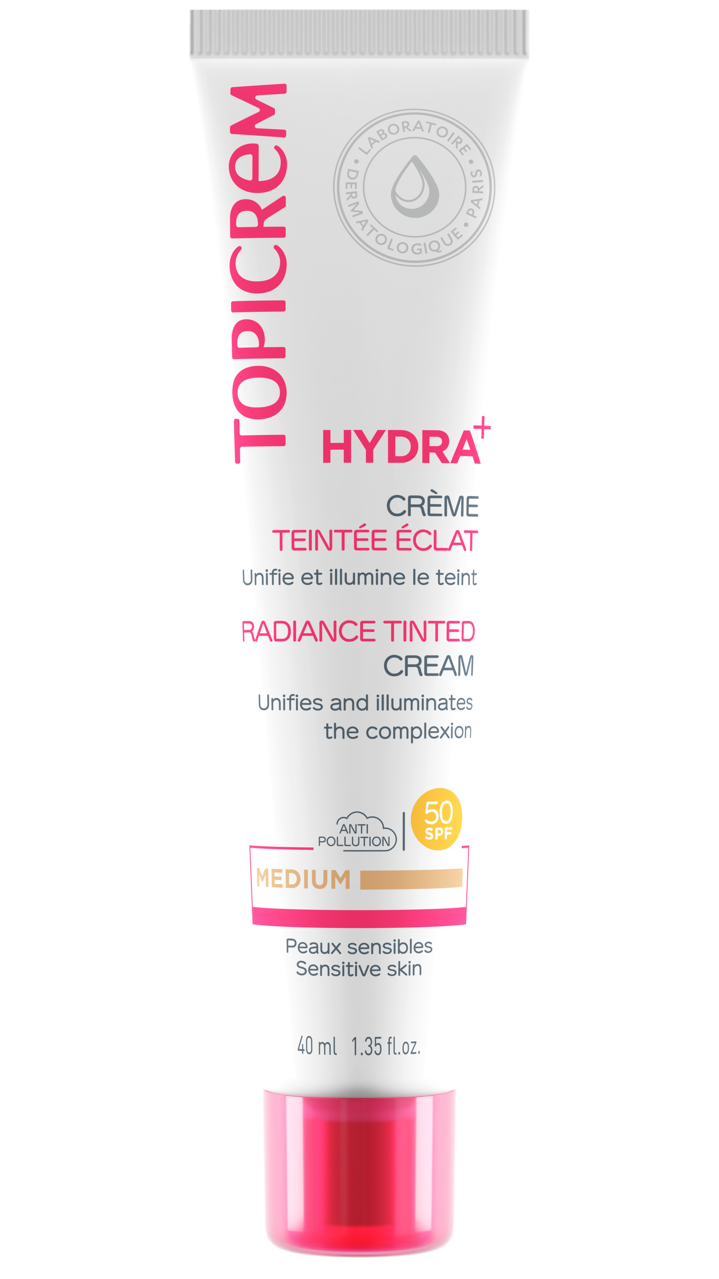 Topicrem HYDRA+ Crema Tintada Color Medio SPF50 40 ml