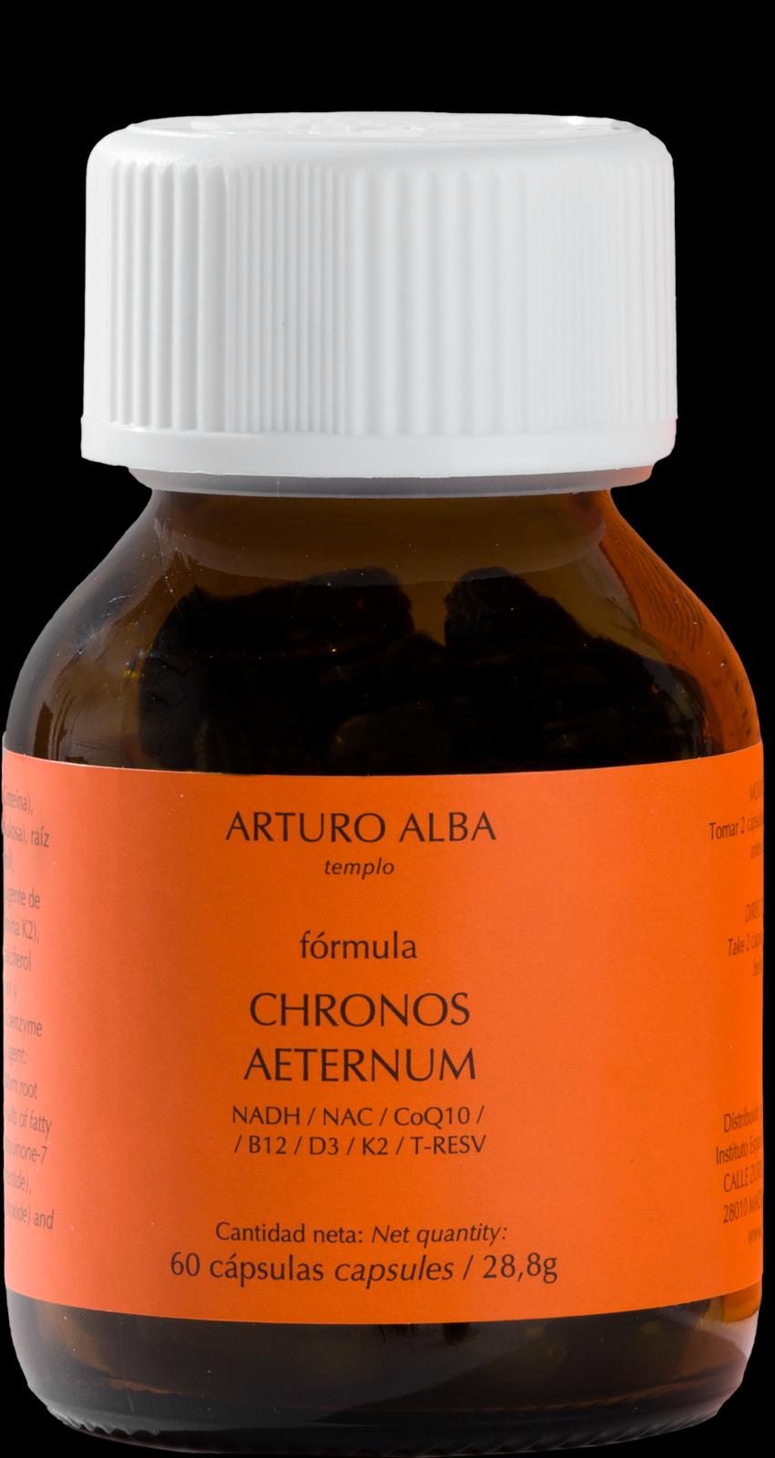 Arturo Alba CHRONOS AETERNUM
NADH / NAC / CoQ10 / B12 / D3 / K2 / T-RESV